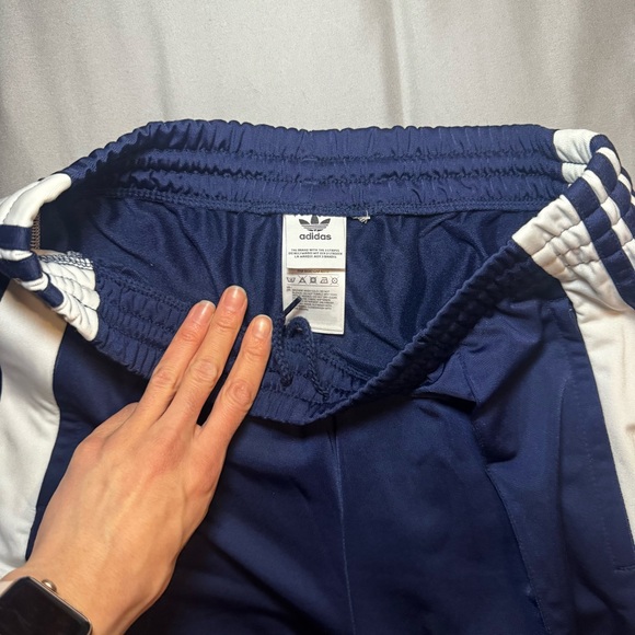 Adidas Three Stripe Side Button Athletic Pants Navy Medium - Picture 4 of 4